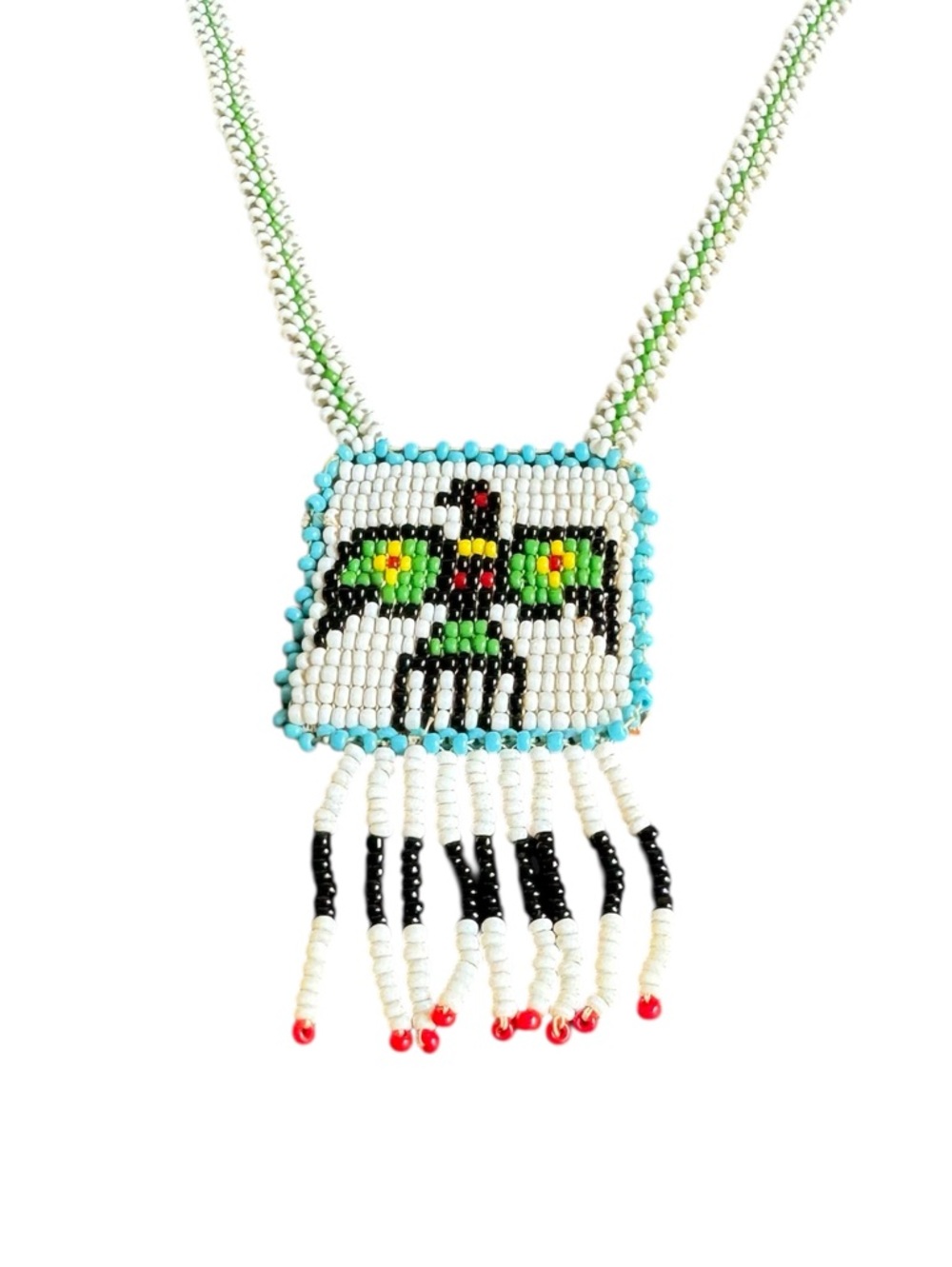 Vintage Beaded Thunderbird‎ Necklace Handmade Artisan Native Tribal Eagle Bird